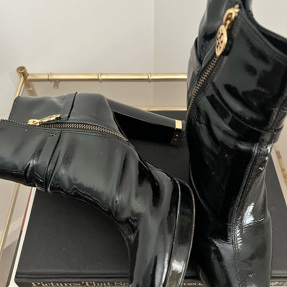 Tory Burch Glossy Black Ankle Booties - Picture 9 of 12